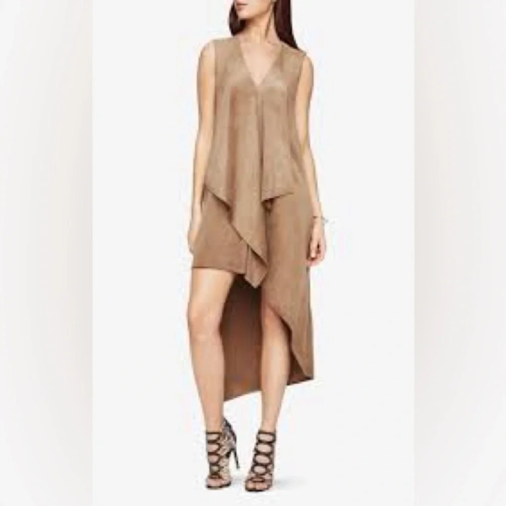 BCBGMaxAzria | Faux Suede Asymmetrical High Low Dress - Picture 2 of 8